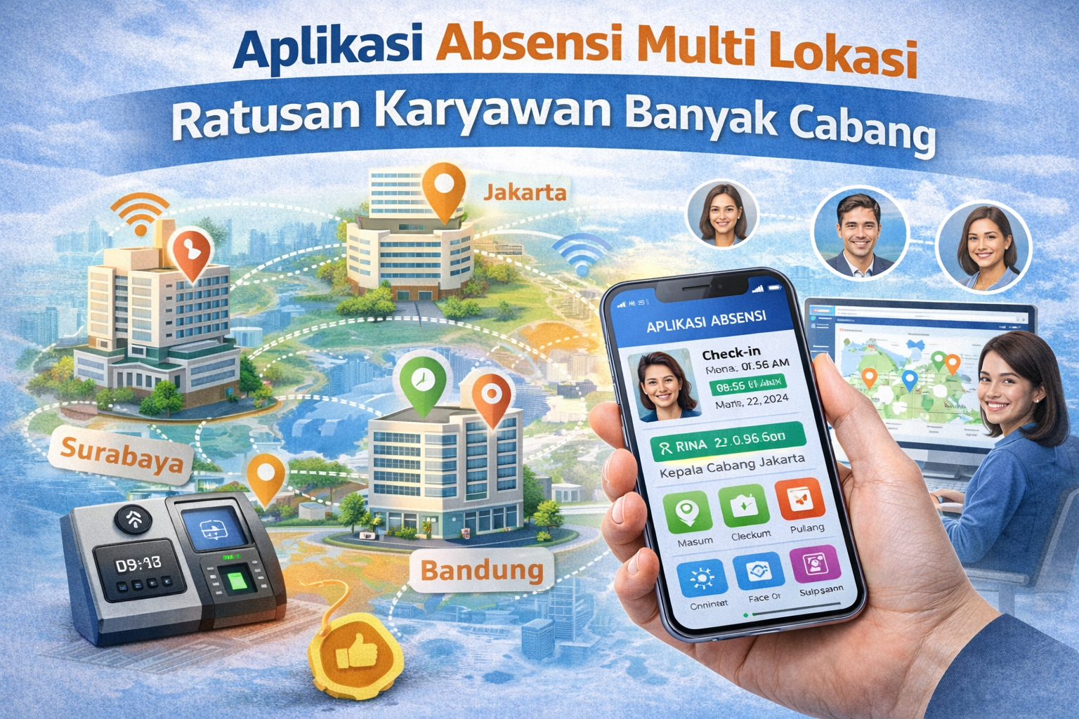 Aplikasi Absensi Multil Lokasi Ratusan Karyawan Banyak Cabang